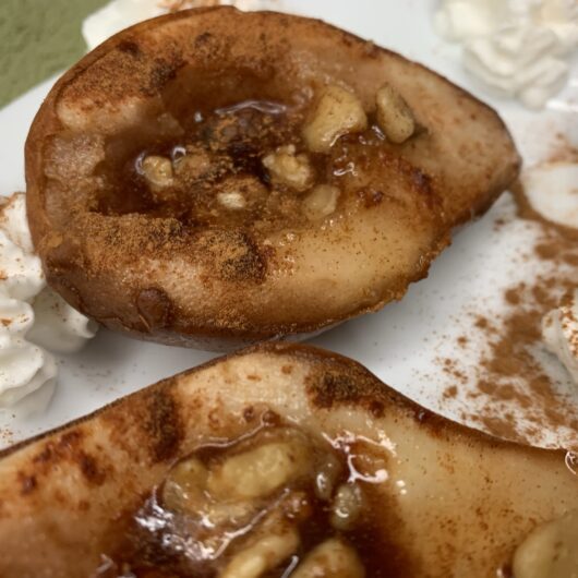 Baked Walnut Cinnamon and Honey Pears