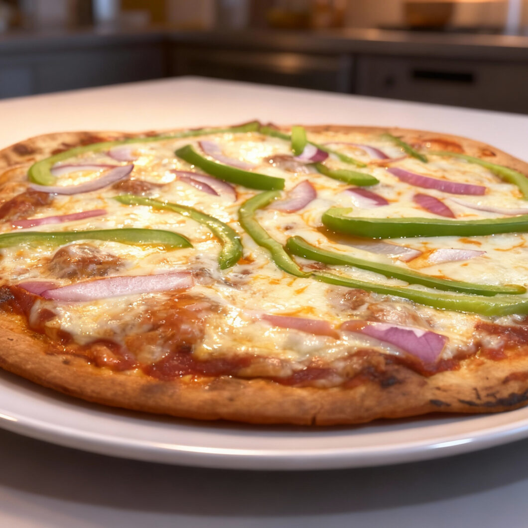 Loaded Green Pepper and Onion Pizza